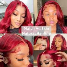 250% Density 99j Body Wave Wig13x4 Body Wave Human Hair Wig HD Lace Front Wigs Short Bob Wig For Women Burgundy Color - S99J - 查看 9