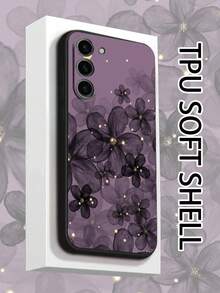قطعة واحدة من غطاء حماية الهاتف المضاد للسقوط والانزلاق بتصميم زهرة بنفسجية متوافق مع Galaxy A04e/A05s/A13/A14/A15/A34/A35/A50/A52/A53/A54/S21/S22/S23/S24/S25/S25Ultra