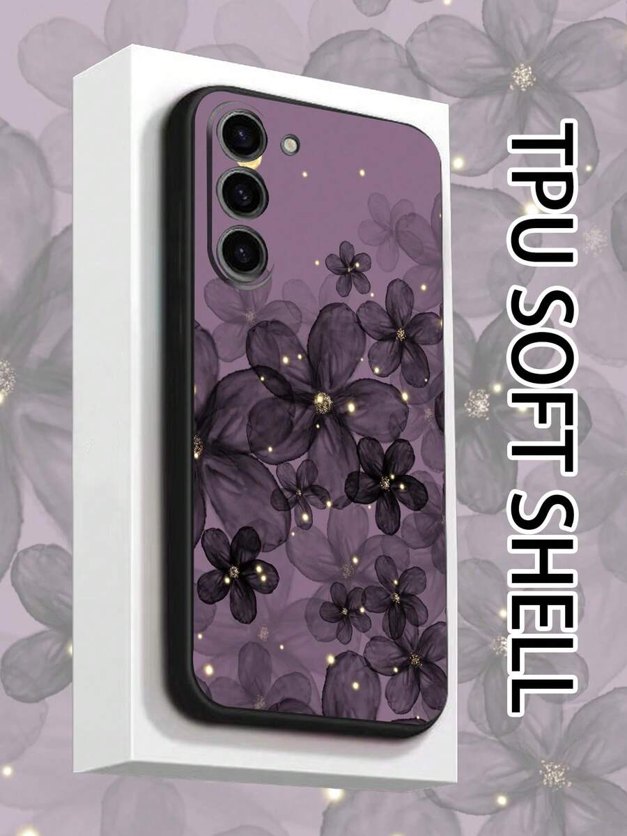 قطعة واحدة من غطاء حماية الهاتف المضاد للسقوط والانزلاق بتصميم زهرة بنفسجية متوافق مع Galaxy A04e/A05s/A13/A14/A15/A34/A35/A50/A52/A53/A54/S21/S22/S23/S24/S25/S25Ultra