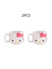 Sanrio 1/2pcs Hello Kitty Plastic Mug Adorable Multi Functional Toothbrush Coffee Cup Kawaii Design For Everyday Use Outdoor Adventures Home Bathroom Decor Summer Back To School