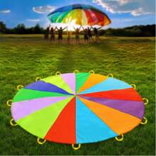 1PC Hand Thrown Parachute Is Used For Team Sports, Hand Thrown Rainbow Parachute, Outdoor Music Festival Roof Decoration, Throwing Sandbags And Rainbow Balls As Gifts For Family Gatherings. 10 Balls Will Be Randomly Shipped As Gift Colors. Thank You.