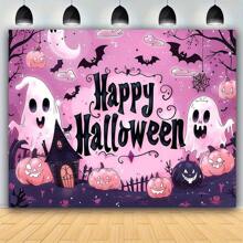 1 件万圣节背景横幅，适合各种场合 - 通用节日派对装饰，包含鬼魂、南瓜和鬼屋 - 无需电力，适合房间、花园和多用途 - 万圣节和其他庆祝活动的摄影工作室道具 - 彩色 - 查看 3