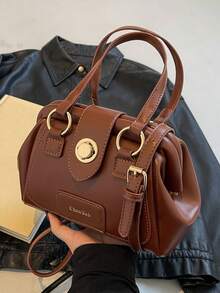 简约质感优雅的女士手提包，时尚经典的日常纯色，精致的斜挎包，小众设计，复古单肩包，适合通勤上班，外出约会逛街 - 棕色 - 查看 9