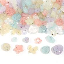 10 件/包彩色圆点珠，亚克力混色樱花小圆点五角星圆珠，手工 DIY 手链项链首饰制作