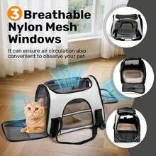 Secure Zipper Anti-Escape Pet Carrier Backpack | Spacious Ventilated Foldable Cat/Dog Travel Bag | Car & Airline Approved Collapsible Cage With Breathable Design - Light Grey - View 6