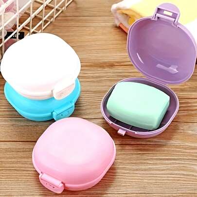 1 hộp đựng xà phòng Dopamine bằng nhựa di động mới, có nắp đậy, màu trơn, có chức năng thoát nước, thích hợp cho du lịch, cắm trại, phòng tập thể dục, phòng tắm và các dịp khác.