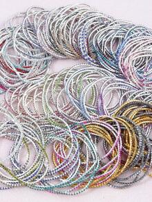 20/50 件随机颜色弹性水晶手镯，适合节日派对、女孩生日礼物和最好的朋友