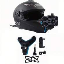 Juego de 5 piezas de soporte para casco - Soporte para teléfono de motocicleta, soporte para cámara de acción, tirador en primera persona - Para conducción al aire libre, transmisión en vivo, grabación de video. Soporte ajustable para teléfonos móviles y cámaras de acción. Soporte de instalación en el casco para motocicletas. Almohadilla antideslizante de silicona, soporte para cámara de acción. - Multicolor - Ver 6