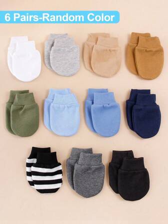 6 Paar Neugeborenen Anti-Kratzen Fäustlinge, zufälliges Mehrfarbig Süß Tier- & Regenbogen Cartoon Motiv Vollfinger Handschuhe, geeignet für alle Jahreszeiten, Umstands& Baby-Bedarf