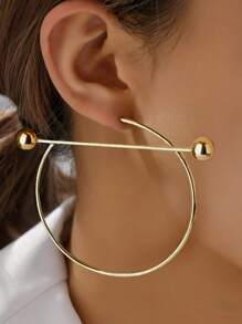 1 Par Pendientes De Aro Redondos Y Elegantes Para Mujeres Con Detalles De Cuentas, Adecuados Para Fiestas Y Uso Diario, Joyería De Estilo De Vacaciones, Un Regalo Para La Novia