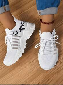 1 Pair Women's Casual Sports Sneakers, Breathable & Lightweight, Fashion Versatile Daily Wear, Anti-Slip & Durable, Soft & Breathable