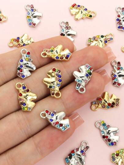 10 Peças Encantos de Unicórnio com Incrustações Coloridas de Strass da Moda, Simples e Bonitos Pingentes de Liga de Alumínio em Estilo Cartoon Pegasus para Colar, Pulseira, Brinco, Chaveiro, Bolsa, Acessórios de DIY, Acessórios de Animal de Sorte - Presentes Ideais para Amigos