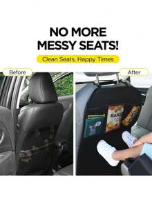 2pcs 1pc Car Seat Back Protector+ 3 Pocket Storage Organizer, X-Large Waterproof Kick Mats Backseat Protector, Car Seat Back Protectors For Vehicles To Protect From Dirt, Mud & Scratches- Universal Fit Automotive Interior Protectors,Car Interior Protection Accessories - Multicolor - View 5