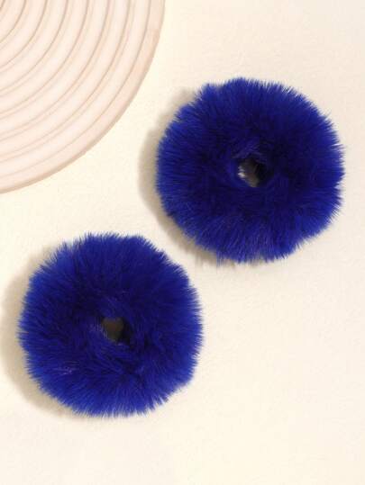2pcs/Set Fluffy Hair Scrunchies Curly Plush Hair Accessories, Hair Ties, Scrunchy Hair Ties, Hair Bobbles, Casual, Winter Fall Autumn Accessories