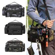 Oxford Cloth Fishing Tackle Bag With Multiple Pockets, Suitable For Lure Rods, Reels, And Fishing Gear, Crossbody Tackle Storage Backpack - Multicolor - View 1