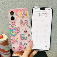 Funda de teléfono con diseño divertido de conejo rosa compatible para iPhone 15 16 Pro Max/14 Pro/11/12 Pro/13 Pro, con función de protección contra caídas