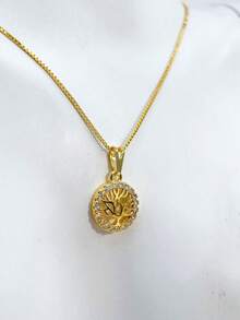 TREE OF LIFE NECKLACE, SIMPLE AND ELEGANT, ENCRUSTED WITH ZIRCONIA, PLATED IN 18K GOLD. - Gold - View 4