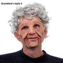 1 件逼真的老人/女人面罩，乳胶老人角色扮演道具面罩，万圣节服装配饰 - 彩色 - 查看 7