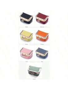 Nuevo joyero de piel sintética de unicolor para mujeres, organizador de anillos, collares, aretes, monedero mini con cierre de beso, cartera de Halloween, estuche de viaje para joyas, caja de almacenamiento de cosméticos, monedero mini, regalo de Navidad, regalo divertido, regalo pequeño, regalo para el Día del Maestro, regalo para mujeres