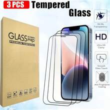 3pcs High Brightness Tempered Glass Screen Protector, 9H Hardness, 2.5D Edge, Anti-Scratch, Bubble-Free, Compatible With IPhone X, XS, XR, XS Max, 11, 11 Pro, 11 Pro Max, 12, 12 Pro, 12 Pro Max, 13, 13 Pro, 13 Pro Max, 14, 14 Pro, 14 Plus, 14 Pro Max, 15, 15 Pro, 15 Plus, 15 Pro Max, 16, 16 Pro, 16 Plus, 16 Pro Max
