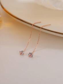 Nooxian 1 对女士几何圆形铜流苏耳环（无礼盒） - 玫瑰金 - 查看 3