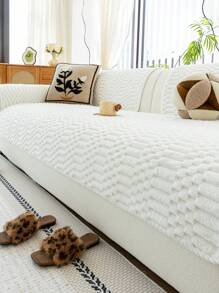 1pc Thick Plush Solid Color Sofa Cushion Cover, Non-Slip Washable, Modern Minimalist Home Decor Pet Friendly, Soft & Comfortable Furniture Protector Pad For Bedroom, Office, Living Room (Excluding Backrest, Armrest, Pillow Cover)