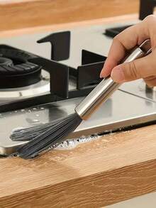 1pc Multi-Purpose Stainless Steel Long Handle Cleaning Brush, No Electricity Needed, Suitable For Living Room, Bedroom, Bathroom, Kitchen And Furniture - Medium Bristle Strength