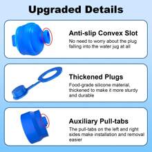 MYLOLF 1 pieza/2 piezas/3 piezas - Tapas para garrafas de agua de 3 y 5 galones, tapas de reemplazo reutilizables de silicona, tapas antiderrames para dispensadores de agua de botellas de 55mm