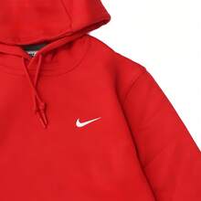 Nike 男裝運動休閒加絨連帽寬鬆套頭衫衛衣 - 紅色 - 查看 3