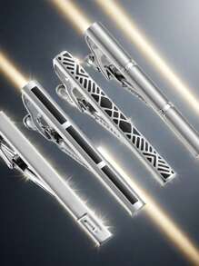 5pcs Men Fashion Personalized Versatile Tie Clips, Silver Business Casual Tie Pin Suitable For Formal Suit Wear Men Necktie