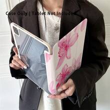 Flower 1 Piece Light Beige Background & Pink Floral Patterns - Fresh And Gentle Protective Folio Tablet Cases With Pen Holder, Compatible With IPad 10.9/10.2/ Air 5th Gen/Pro11/10th/9.7/Air 2/Compatible With IPad (7th Gen)/ Compatible With IPad (8th Gen)/Compatible With IPad Air 4/5/Compatible With IPad Pro 11/Compatible With IPad 10th Generation 10.9-Inch 2022 Smart Case/Compatible With IPad Air 13(M3 2025)/Compatible With IPad Air 11(M3 2025)/Compatible With IPad Air 11(M3 2025)/Compatible With IPad 11(A16 2025), Auto Sleep/Wake Function/Stylish Tablet Accessories