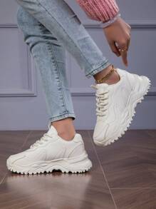 Baskets blanches décontracté pour femmes grandes tailles, semelle épaisse, légères, confortables pour la course, le fitness, les voyages, taille 36-42