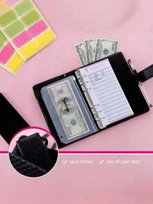 8 Zipper & 12 A6 Cash Budget Cards & 2 English Stickers Album na waluty Przenośny uchwyt na banknoty Dolary Papierowe etui na pieniądze Książka do przechowywania rachunków Dokumenty Bilety Karty kolekcjonerskie Materiały do zbierania znaczków