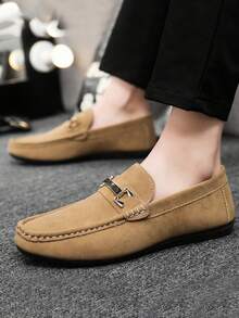 男士乐福鞋 新款休闲鞋 百搭软底莫卡辛鞋 一脚蹬渔夫鞋 宽松鞋 英伦风休闲船鞋 男鞋 黑色正装鞋 平底鞋（尺码偏小偏窄，建议选购大两码）