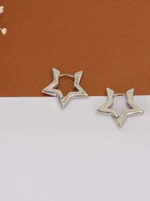 1 Pair Fashionable Minimalist Geometric Star Earrings For Women, Suitable For Banquet, Party, Holiday And Daily Wear