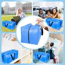 Local Delivery 8 Pack Large Heavy Duty Moving Storage Totes With Zippers And Carrying Handles - Water-Resistant, Foldable For Space Saving, Alternative To Moving Boxes (Semi-Transparent) - Sky Blue - View 7