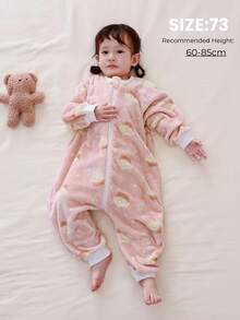Infant Toddler Baby Girl Flannel Leg Split Sleep Bags For Four Seasons Wear Fluffy Fleece Pink Long Sleeve Cozy Soft Overalls Sleepsack 0-3Y