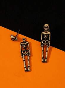一对男女通用骷髅耳钉，适合万圣节