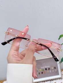 1/2 chiếc kính thời trang nữ hình chữ nhật không gọng, phong cách Boho bãi biển, tròng kính gradient Dopamine Y2K Ocean, kính râm thời trang retro Preppy, phù hợp cho đi học, đi biển, phụ kiện cho các cặp đôi. - Nhiều màu - Xem 14