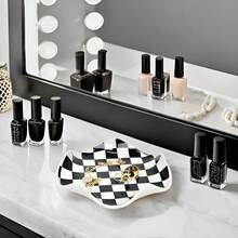 1/2 件全新陶瓷首饰盘、戒指、耳环、项链、盘子、托盘、现代可爱、漂亮、酷炫物品和黑白格纹家居装饰、珠宝托盘女士收纳整理器旅行必需品返校宿舍收纳 - 彩色 - 查看 5