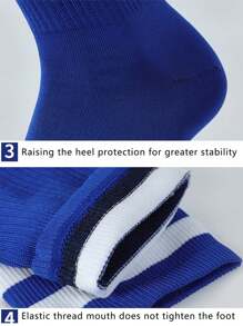 1 Pair Unisex Striped Over-The-Knee Football Socks, Breathable Anti-Slip Sports Socks For Teenagers, Moisture-Wicking, Comfortable, Quick-Drying, Elastic Fit, Suitable For Outdoor Activities, Cycling, Hiking, Running And Active Play For Boys And Girls 9+ Years Old, All Seasons