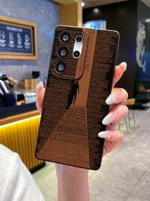 1 pieza Funda protectora de teléfono de material TPU con textura mate negra y patrón de rayas con silueta humana minimalista y creativa, apta para teléfonos Android como OPPO, Vivo, ideal como regalo para novio/novia