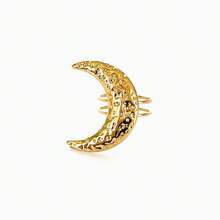 Monlansher New Stainless Steel Open Finger Rings For Women, Exaggerated Metallic Floral, Heart, Moon, Sun Flower & Mixed Elements Fashion Ring, Personalized , Suitable For Daily, Casual, Party, Single Or Stacked Wear - 金色 - 查看 14