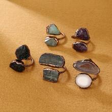 Adjustable Vintage Boho Chic Ring For Women - Thiên thạch đen - Xem 4