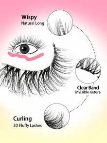 10 对 3D 人造貂皮睫毛，带猫须设计，天然交叉纤维薄翼睫毛延长，适合可爱女性日常和约会化妆条睫毛，睫毛，睫毛，假睫毛 - 眼尾拉長款 - 查看 4