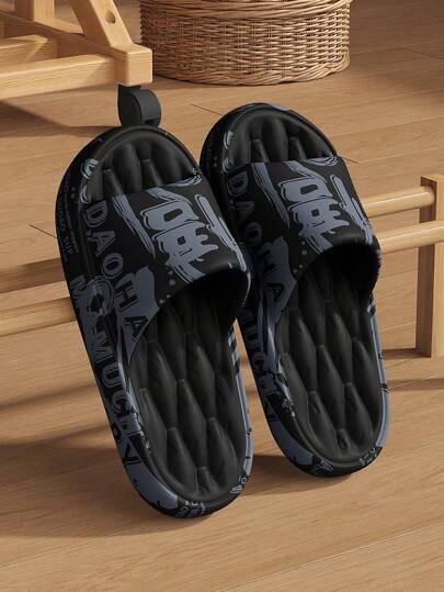 Pantuflas de slip-on con estampado para hombres, sandalias de playa suaves y divertidas de suela de EVA para interiores/exteriores, inodoras, unisex, aptas para el verano