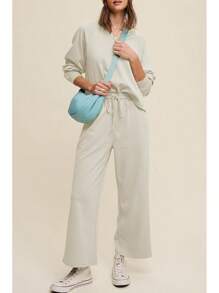 Cakulo Womens Sweatsuits 2 Piece Lounge Sets Fall Outfits Wide Leg Jogger Sweat Pants Loungewear Set Track Suits