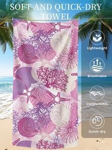 1条印花沙滩巾，粉紫色贝壳图案，时尚百搭，超强吸水，适用于浴室、游泳、健身、瑜伽等场合。柔软舒适的超细纤维材质，轻便易携，防风、防晒、防沙，是夏季旅行、度假和浴室装饰的理想之选。建议选择常规尺寸或更大尺寸（小号35*75厘米，建议150厘米或以上）。 - 彩色 - 查看 6