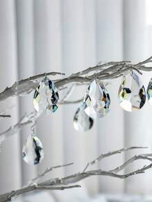 10/20 piezas Cuentas de cristal de gota de agua de 28 mm de colores y transparentes talladas, colgantes de gota de agua de ángel y accesorios para hacer joyas DIY, accesorios para candelabros de ramas, tiras para coronas florales, atrapasoles brillantes, para usar en interiores y exteriores, habitaciones, cocinas, jardines, patios, cumpleaños, Navidad, decoraciones festivas, decoraciones colgantes para fiestas de bodas - Multicolor - Ver 3