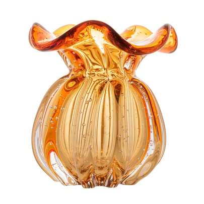 VASO DE VIDRO TROUXINHA TIPO MURANO AMBAR VENEZA 11X11X11,5